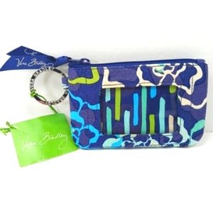 VERA BRADLEY Retired Katalina Blues 2015 Quilted Cotton Zip ID Case NWT
